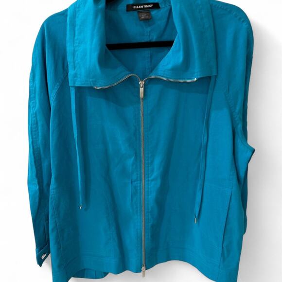 Turquoise vintage ellen tracy zip up - Picture 1 of 4